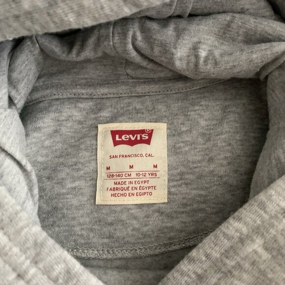 Levi’s Fleece Pullover Hoodie Gray Hearts Cropped Youth Girls Medium - Picture 8 of 9